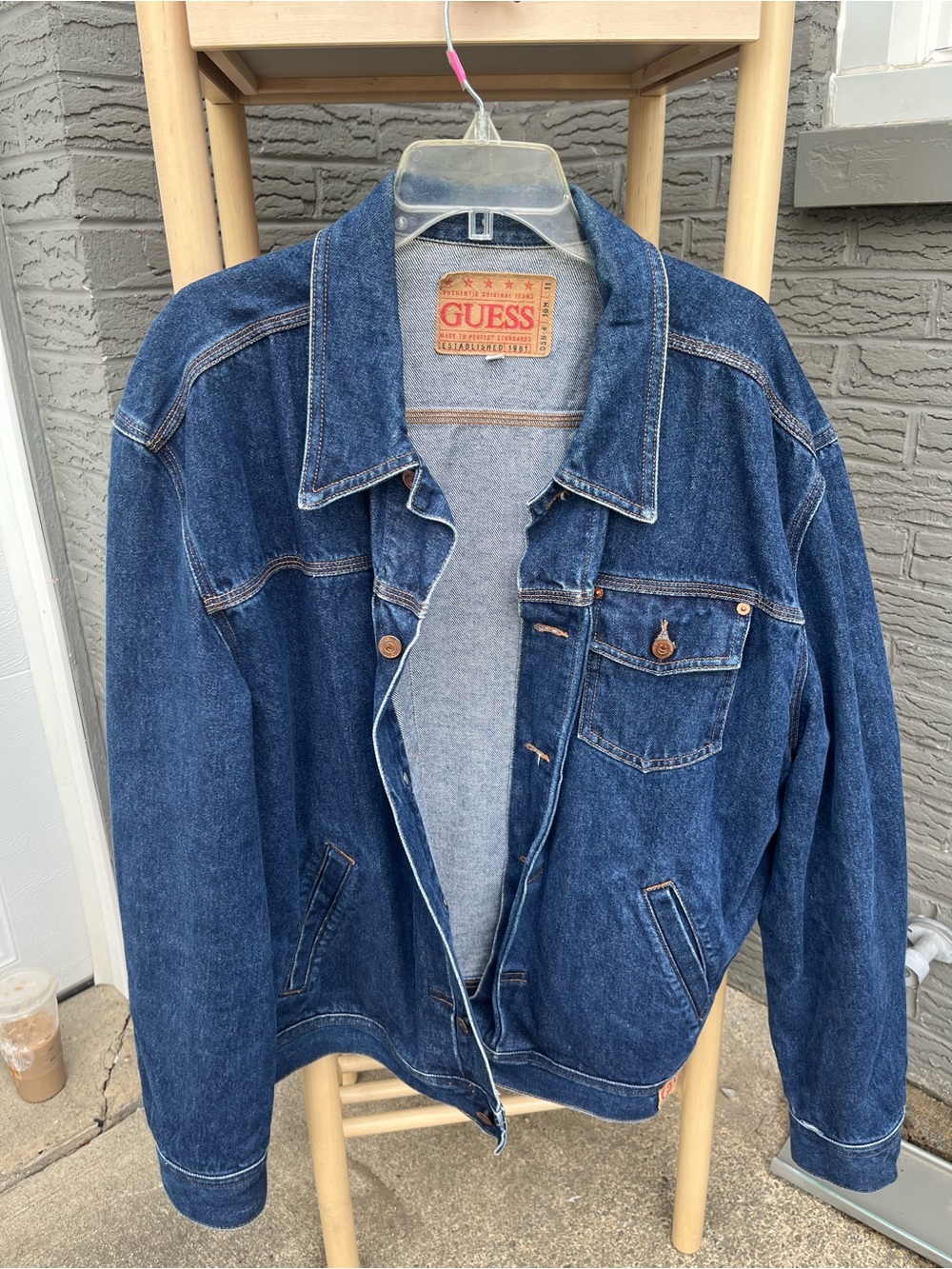 Vintage Guess Denim Jacket with Red Logo Patch